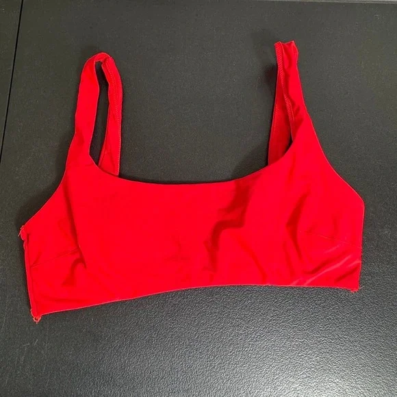 Aerie Womens Red Scoop Neck Bikini Top Wide Straps Size Large 5748-1293-350 - Picture 1 of 7